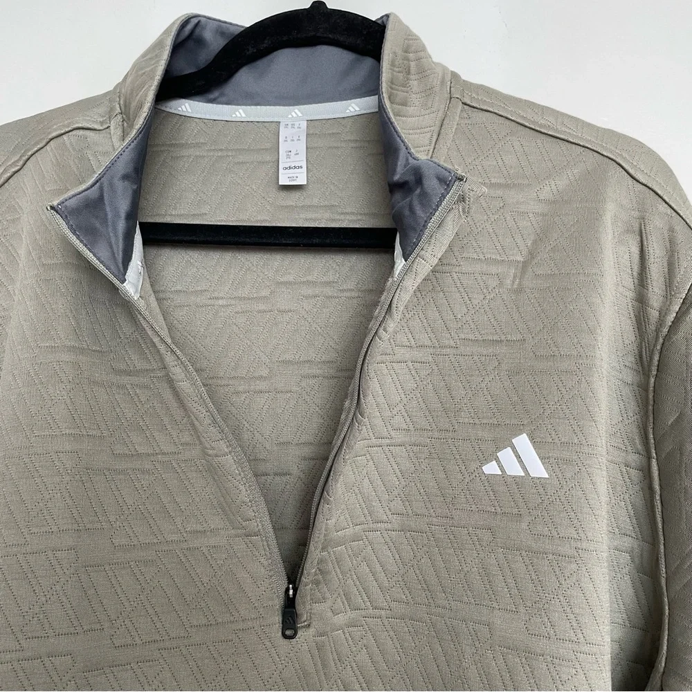 Men’s Adidas Adi Pattern 1/4 Zip Sweatshirt Silver PBL Size 2XL